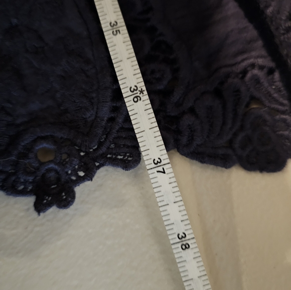 LOGO by Lori Goldstein Cotton Blend Midi Dress Crochet Lace Trim 2X Blue - Picture 9 of 9